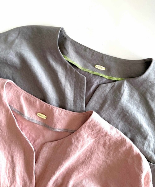 Q(キュー)の「ピーチタッチシャツ(シャツ/ブラウス・レディース・ベビーピンク/グレー・MEDIUM)」の9枚目の写真