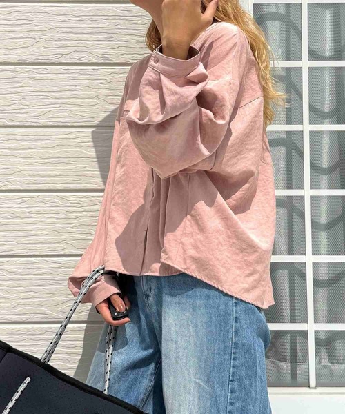 Q(キュー)の「ピーチタッチシャツ(シャツ/ブラウス・レディース・ベビーピンク/グレー・MEDIUM)」の14枚目の写真