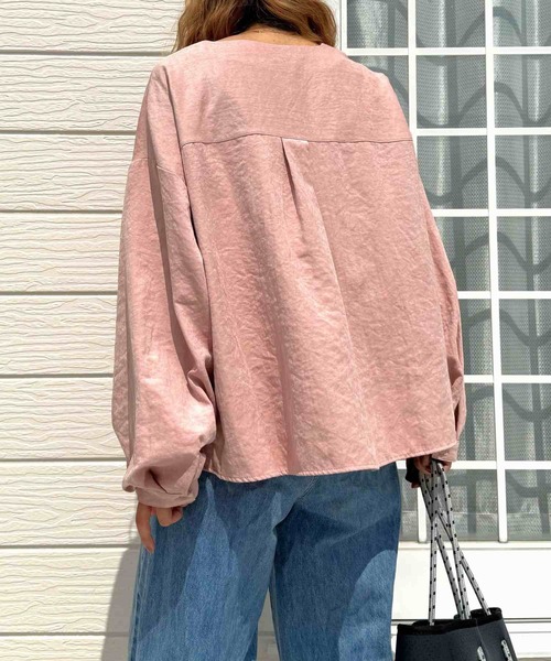 Q(キュー)の「ピーチタッチシャツ(シャツ/ブラウス・レディース・ベビーピンク/グレー・MEDIUM)」の16枚目の写真