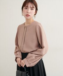 ゴールドバー付き袖くしゅ2WAYブラウス