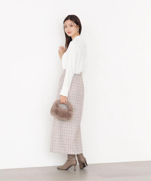 PROPORTION BODY DRESSING（プロポーションボディドレッシング）の「ラメツイードナロースカート / 1215220915（スカート・レディース・ブラック/ピンク・MEDIUM/P/S/SMALL）」の14枚目の写真