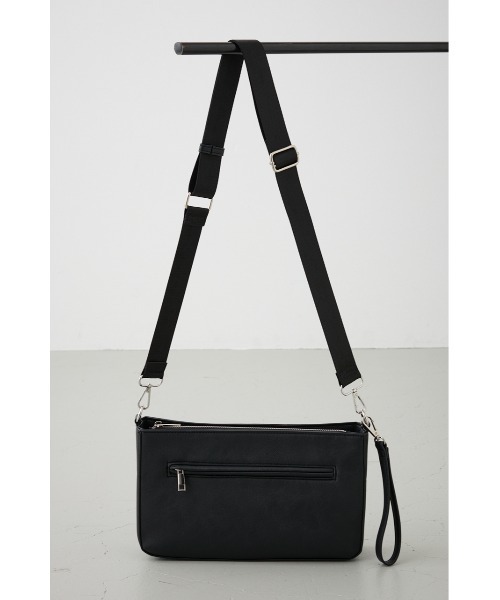 レザーショルダーバッグ バックル付き 黒 as-00026.jpg