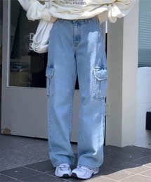 6ポケット ワイドデニムカーゴパンツ