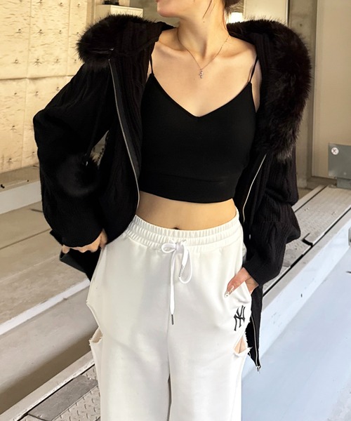 SPIRALGIRL（スパイラルガール）の「ぽんぽん付きケーブル編みZIPニットパーカーワンピース（ニット/セーター・レディース・オフホワイト/ブラック/ベージュ・FREE）」の21枚目の写真