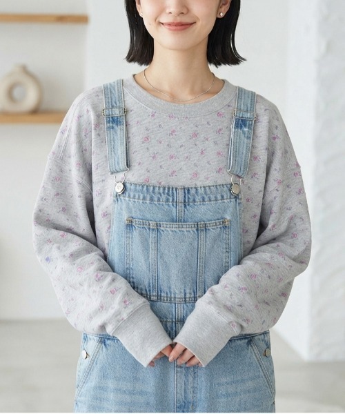 JEMORGAN（ジェーイーモーガン）の「【JEMORGAN / ジェーイーモーガン】小花柄ガーゼ裏毛カットオフクルーネックスウェット / フラワープリント ゆるシルエットプルオーバー（スウェット・レディース・パープル/グレー系その他2/サックスブルー/グレー系その他/ラベンダー・FREE）」の21枚目の写真