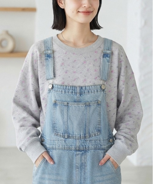 JEMORGAN（ジェーイーモーガン）の「【JEMORGAN / ジェーイーモーガン】小花柄ガーゼ裏毛カットオフクルーネックスウェット / フラワープリント ゆるシルエットプルオーバー（スウェット・レディース・パープル/グレー系その他2/サックスブルー/グレー系その他/ラベンダー・FREE）」の22枚目の写真