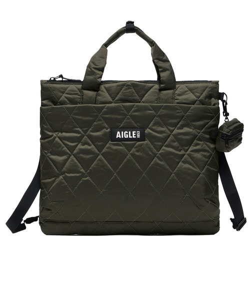 AIGLE（エーグル）の「キルティング 2wayショルダーバッグ ミニポーチ付き（トートバッグ・レディース・ブラック/モスグリーン/ライトグレー・FREE）」の3枚目の写真