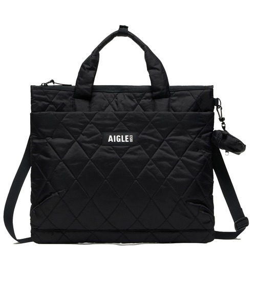 AIGLE（エーグル）の「キルティング 2wayショルダーバッグ ミニポーチ付き（トートバッグ・レディース・ブラック/モスグリーン/ライトグレー・FREE）」の2枚目の写真