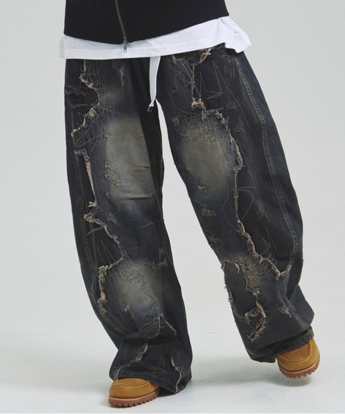 GALLIS ADDICTION(ガリスアディクション)の「GA REPAIR HARD CRUSH DENIM(デニムパンツ・メンズ・インディゴブルー・M/L)」の1枚目の写真