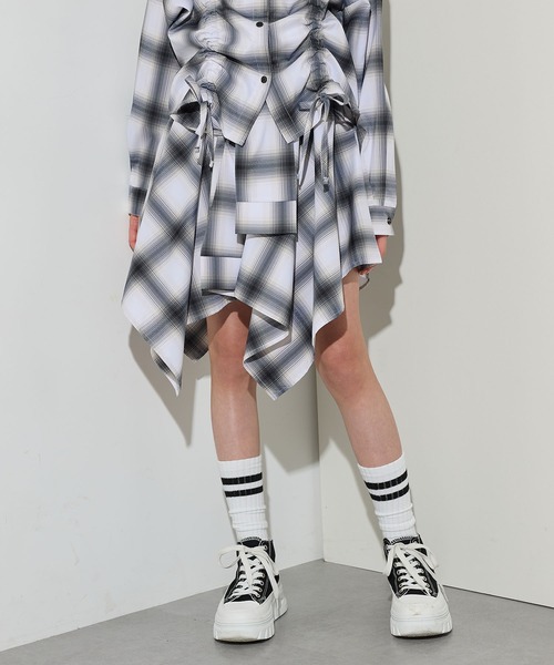 腰巻チェックシャツ風スカート（スカート）｜BISKEE（ビスキー）の