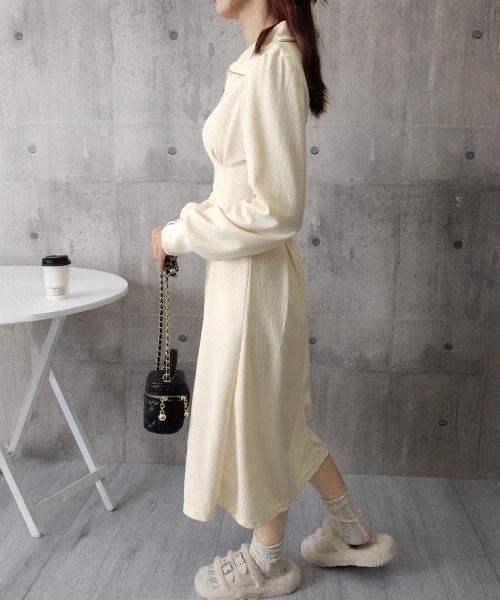 Miniministore(ミニミニストア)の「ハーフジップワンピース長袖ウエストタック(ワンピース・レディース・ブラック/アイボリー・L/M)」の17枚目の写真