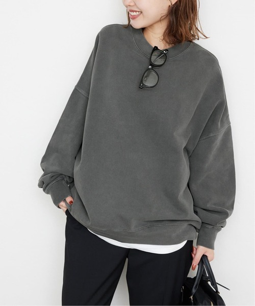 SLOBE IENA（スローブイエナ）の「《WEB限定カラー有り/追加》ビックシルエットピグメント裏毛プルオーバー（スウェット・レディース・ベージュ/ブラウン/ブラック系その他/ネイビー・FREE）」の8枚目の写真