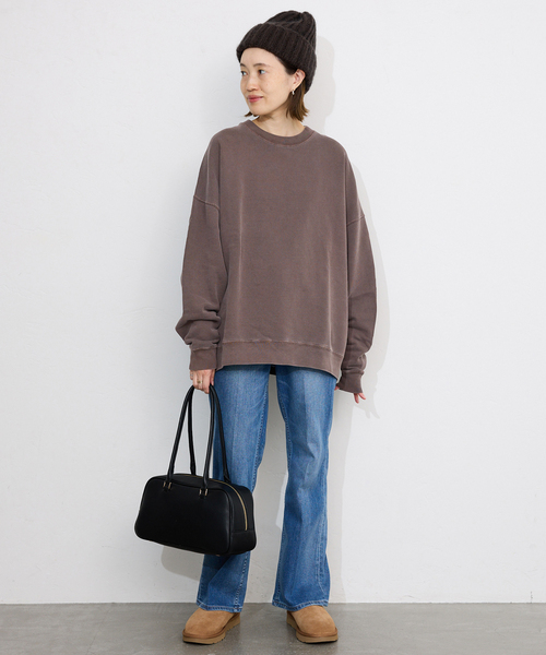 SLOBE IENA（スローブイエナ）の「《WEB限定カラー有り/追加》ビックシルエットピグメント裏毛プルオーバー（スウェット・レディース・ベージュ/ブラウン/ブラック系その他/ネイビー・FREE）」の15枚目の写真