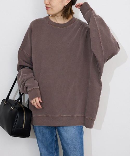 SLOBE IENA（スローブイエナ）の「《WEB限定カラー有り/追加》ビックシルエットピグメント裏毛プルオーバー（スウェット・レディース・ベージュ/ブラウン/ブラック系その他/ネイビー・FREE）」の22枚目の写真