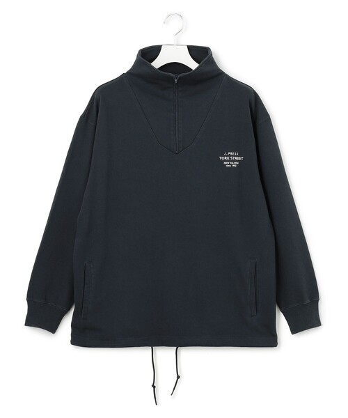 J.PRESS YORK STREET（ジェイプレスヨークストリート）の「【UNISEX】ヘビー天竺ハーフジップ スウェット（Tシャツ/カットソー・メンズ・ワイン系/アイボリー系/ネイビー系・LARGE/MEDIUM/SMALL）」の2枚目の写真