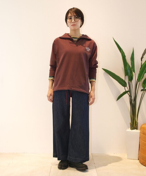 J.PRESS YORK STREET（ジェイプレスヨークストリート）の「【UNISEX】ヘビー天竺ハーフジップ スウェット（Tシャツ/カットソー・メンズ・ワイン系/アイボリー系/ネイビー系・LARGE/MEDIUM/SMALL）」の4枚目の写真