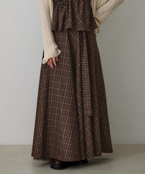 apres jour clair（アプレジュールクレア）の「【apres jour clair】【セットアップ可能】ウエストデザインフレアスカート（スカート・レディース・ブラウン系その他/ライトブラウン/ブラック系その他/ベージュ/レッド系その他・X-LARGE/フリー）」の4枚目の写真