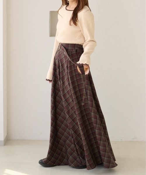 apres jour clair（アプレジュールクレア）の「【apres jour clair】【セットアップ可能】ウエストデザインフレアスカート（スカート・レディース・ブラウン系その他/ライトブラウン/ブラック系その他/ベージュ/レッド系その他・X-LARGE/フリー）」の7枚目の写真