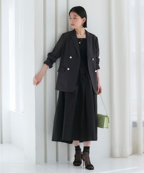 RUIRUE BOUTIQUE(ルイルエブティック)の「洗える | バブル フレア スカート | レディース ロングスカート フェミニン きれいめ 大人カジュアル オフィスカジュアル ウエストゴム 美脚 フレアスカート(スカート・レディース・ブラック/ネイビー/ピンク・M/L)」の21枚目の写真