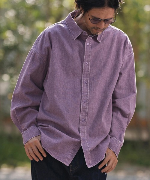 CAMBIO（カンビオ）の「ms6262-Snow Wash Cotton Long Sleeve Shirts シャツ(CMP-252-008)（シャツ/ブラウス・メンズ・パープル/ブラック/ブラウン・S/M/L）」の3枚目の写真
