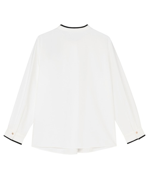 TOKYO SHIRTS（トウキョウシャツ）の「ストレッチジョーゼット 2WAY 配色ボウタイ ブラウス（シャツ/ブラウス・レディース・グレー/ホワイト/ブラック・M/L/LL）」の7枚目の写真