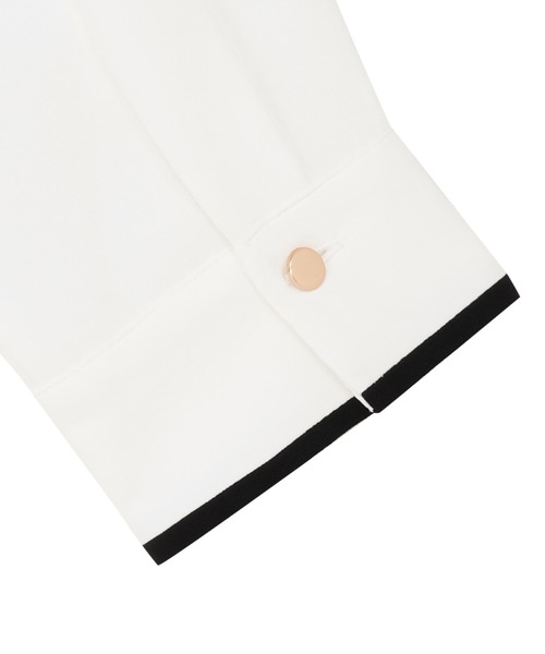 TOKYO SHIRTS（トウキョウシャツ）の「ストレッチジョーゼット 2WAY 配色ボウタイ ブラウス（シャツ/ブラウス・レディース・グレー/ホワイト/ブラック・M/L/LL）」の10枚目の写真