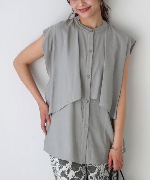 Ehre style(エーレスタイル)の「重ね着無しで 体型カバー レイヤーブラウス(シャツ/ブラウス・レディース・ブラック/ホワイト/ライトグレー・FREE)」の2枚目の写真