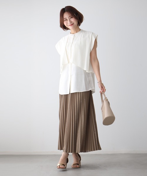 Ehre style(エーレスタイル)の「重ね着無しで 体型カバー レイヤーブラウス(シャツ/ブラウス・レディース・ブラック/ホワイト/ライトグレー・FREE)」の10枚目の写真
