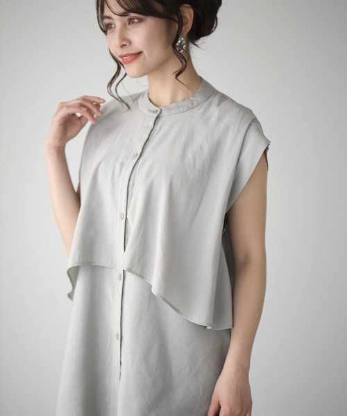 Ehre style(エーレスタイル)の「重ね着無しで 体型カバー レイヤーブラウス(シャツ/ブラウス・レディース・ブラック/ホワイト/ライトグレー・FREE)」の13枚目の写真