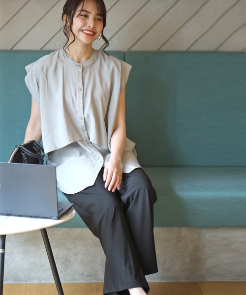 Ehre style(エーレスタイル)の「重ね着無しで 体型カバー レイヤーブラウス(シャツ/ブラウス・レディース・ブラック/ホワイト/ライトグレー・FREE)」の18枚目の写真