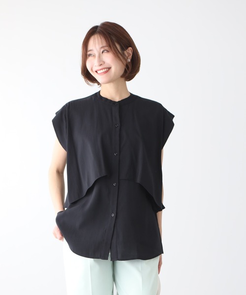 Ehre style(エーレスタイル)の「重ね着無しで 体型カバー レイヤーブラウス(シャツ/ブラウス・レディース・ブラック/ホワイト/ライトグレー・FREE)」の20枚目の写真