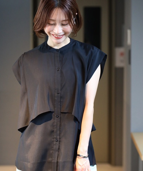Ehre style(エーレスタイル)の「重ね着無しで 体型カバー レイヤーブラウス(シャツ/ブラウス・レディース・ブラック/ホワイト/ライトグレー・FREE)」の21枚目の写真