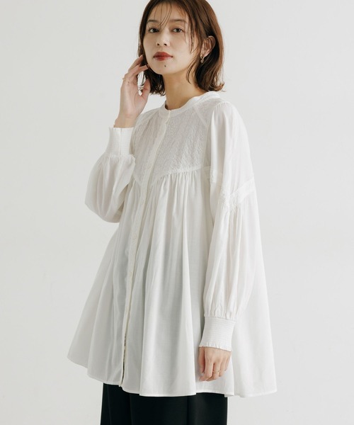 コットンやわらか刺繍ブラウス 《オケージョン2025AW》（シャツ