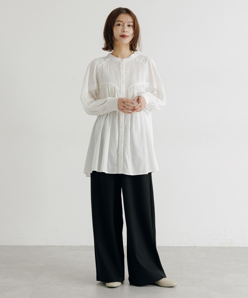 コットンやわらか刺繍ブラウス 《オケージョン2025AW》（シャツ