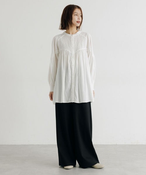 コットンやわらか刺繍ブラウス 《オケージョン2025AW》（シャツ