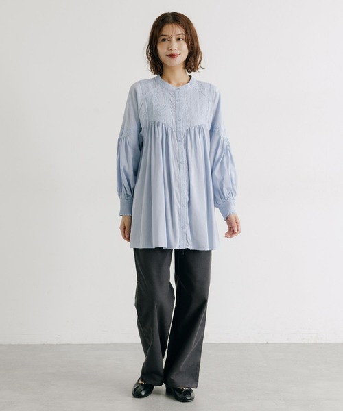 コットンやわらか刺繍ブラウス 《オケージョン2025AW》（シャツ