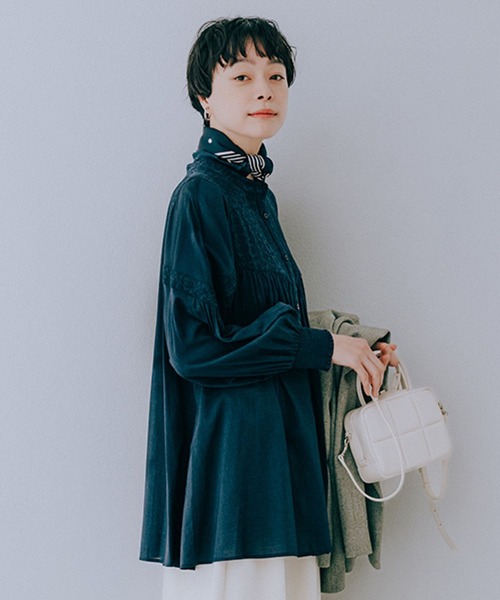 コットンやわらか刺繍ブラウス 《オケージョン2025AW》（シャツ