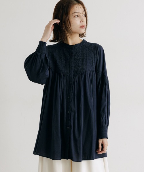 セール】コットンやわらか刺繍ブラウス 《オケージョン2025AW