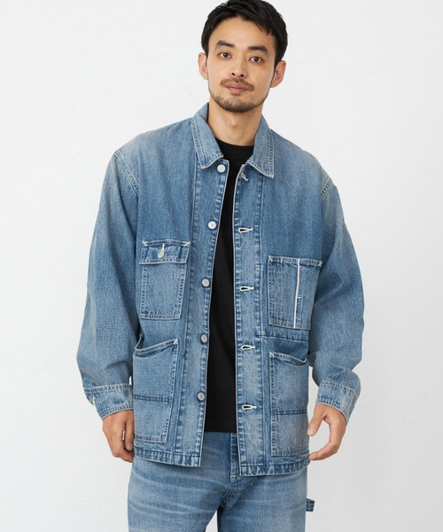 EDWIN(エドウィン)の「EDWIN エドウィン 505 カバーオール デニムジャケット セットアップ セルビッジ(デニムジャケット・メンズ・ブルー/ブラック系その他・SMALL/MEDIUM/X-LARGE/LARGE)」の4枚目の写真