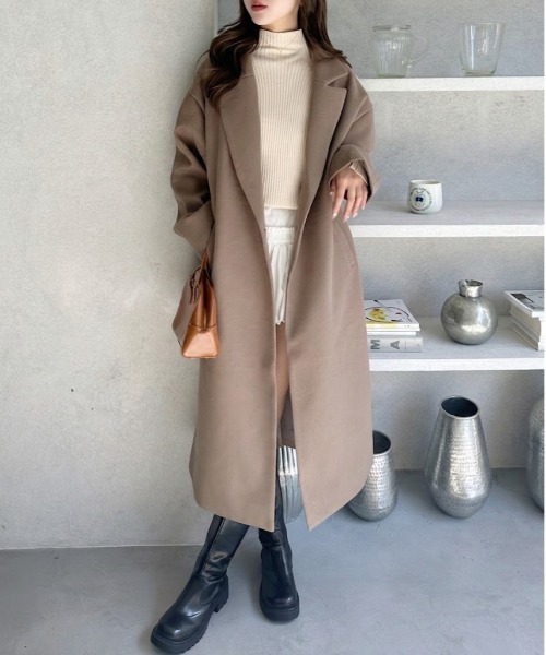 Ada.(エイダ)の「ダブルチェスター ロングコート(チェスターコート・レディース・モカ/ブラック/アイボリー/チャコールグレー・FREE)」の4枚目の写真