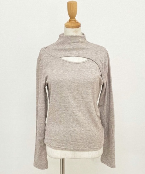 DAY CLOSET（デイ クローゼット）の「【表裏ニット/微起毛】色っぽ長袖ハイネックカットアウトリブニットプルオーバー レディース（ニット/セーター・レディース・ダークグレー/キナリ/ダークブラウン/グレー/ブラック/グレイッシュベージュ・M/L）」の9枚目の写真