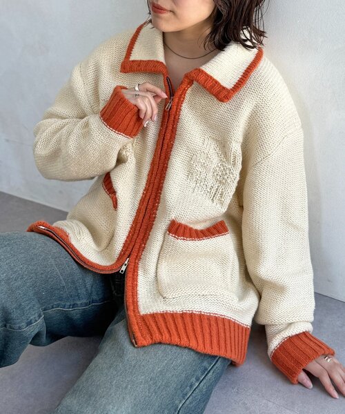 CPCM（シーピーシーエム）の「同色花柄ジャガードカーディガン（カーディガン/ボレロ・レディース・ブラウン/アイボリー/ネイビー・FREE）」の2枚目の写真