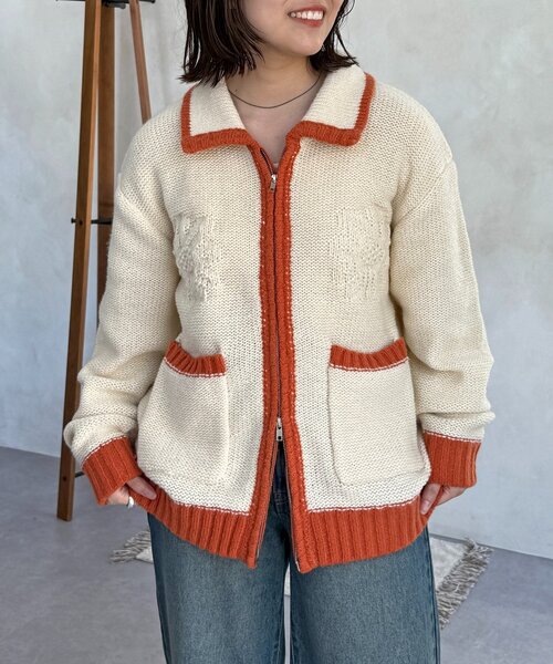 同色花柄ジャガードカーディガン（カーディガン/ボレロ）｜CPCM