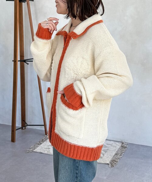 CPCM（シーピーシーエム）の「同色花柄ジャガードカーディガン（カーディガン/ボレロ・レディース・ブラウン/アイボリー/ネイビー・FREE）」の8枚目の写真