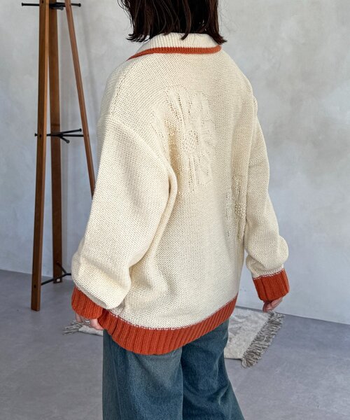 CPCM（シーピーシーエム）の「同色花柄ジャガードカーディガン（カーディガン/ボレロ・レディース・ブラウン/アイボリー/ネイビー・FREE）」の9枚目の写真