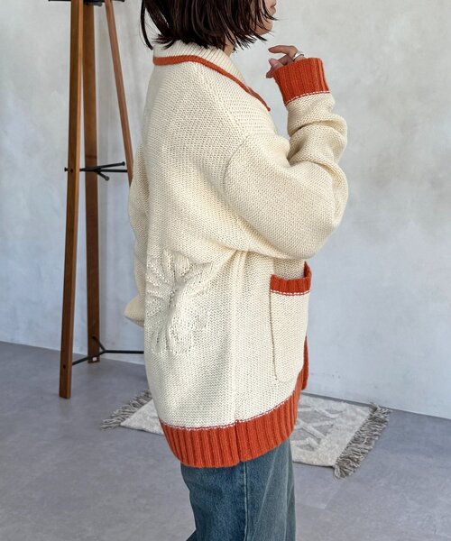 CPCM（シーピーシーエム）の「同色花柄ジャガードカーディガン（カーディガン/ボレロ・レディース・ブラウン/アイボリー/ネイビー・FREE）」の11枚目の写真