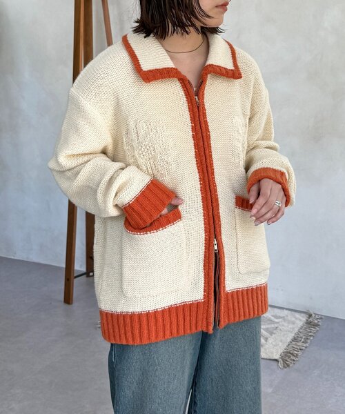 CPCM（シーピーシーエム）の「同色花柄ジャガードカーディガン（カーディガン/ボレロ・レディース・ブラウン/アイボリー/ネイビー・FREE）」の12枚目の写真