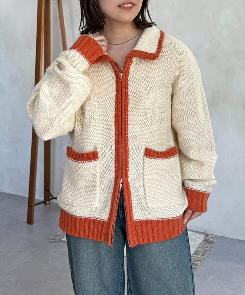 CPCM（シーピーシーエム）の「同色花柄ジャガードカーディガン（カーディガン/ボレロ・レディース・ブラウン/アイボリー/ネイビー・FREE）」の13枚目の写真