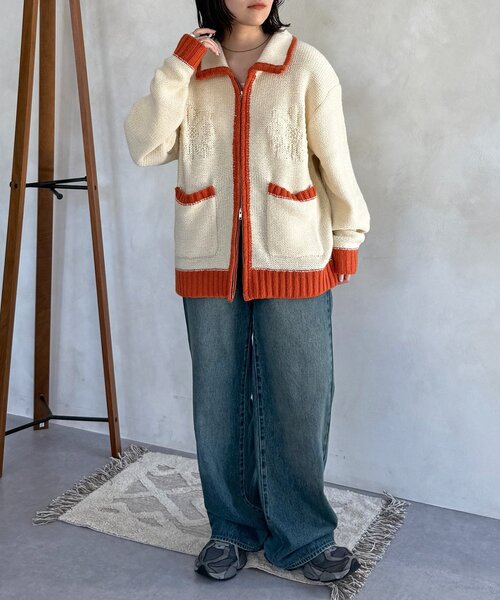 CPCM（シーピーシーエム）の「同色花柄ジャガードカーディガン（カーディガン/ボレロ・レディース・ブラウン/アイボリー/ネイビー・FREE）」の14枚目の写真