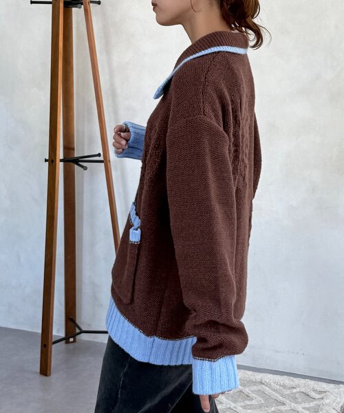 CPCM（シーピーシーエム）の「同色花柄ジャガードカーディガン（カーディガン/ボレロ・レディース・ブラウン/アイボリー/ネイビー・FREE）」の16枚目の写真